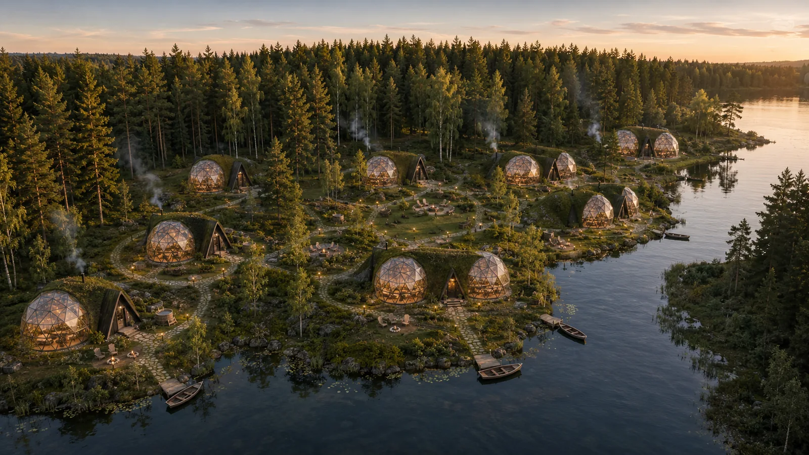 Concept of a group of homes in nature